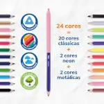 Lápis de Cor Ponta Dupla Mega Soft Color - Bicolor - 24 Cores - Tris - Thumbnail 3