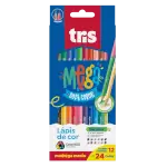 Lápis de Cor Ponta Dupla Mega Soft Color - Bicolor - 24 Cores - Tris - Thumbnail 1