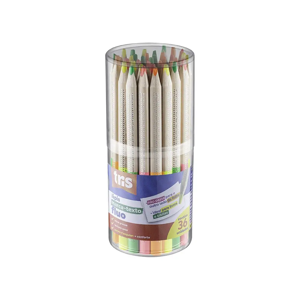 Lápis Marca-Texto Fluo - Cores Sortidas - Pote C/36 un - Tris - Imagem 1