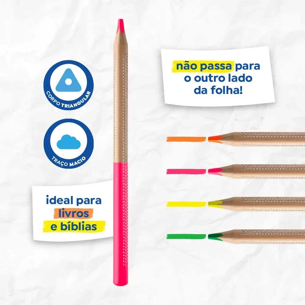 Lápis Marca-Texto Fluo - Cores Sortidas - Pote C/36 un - Tris - Imagem 3