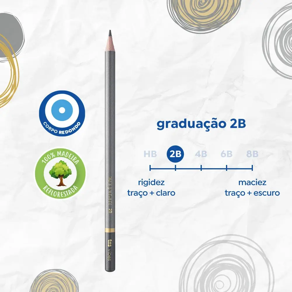 Lápis Grafite Graduado Vibes - 2B - Caixa C/10 un - Tris - Imagem 2