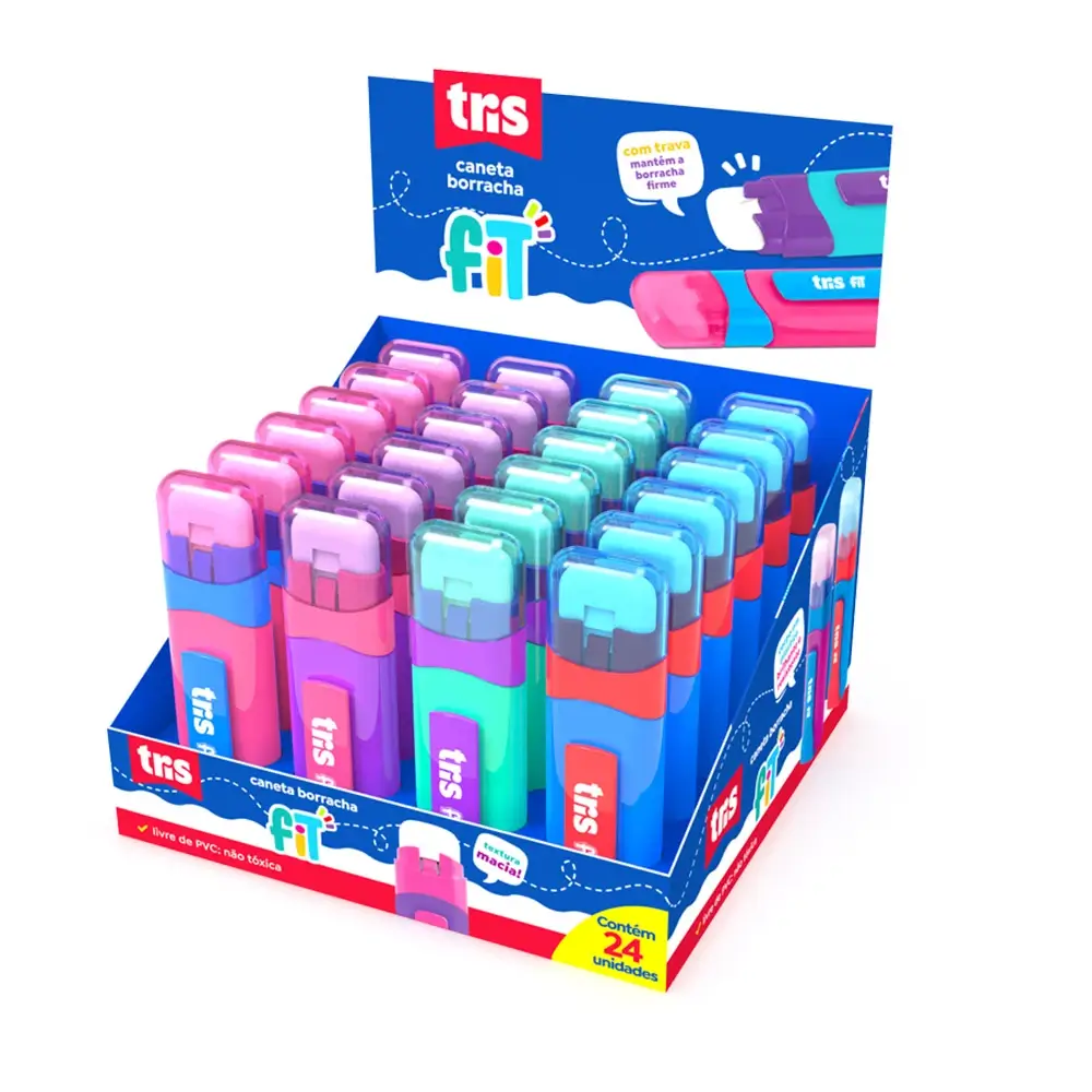 Caneta Borracha Fit - Cores Sortidas - Display C/24 un - Tris - Imagem 1