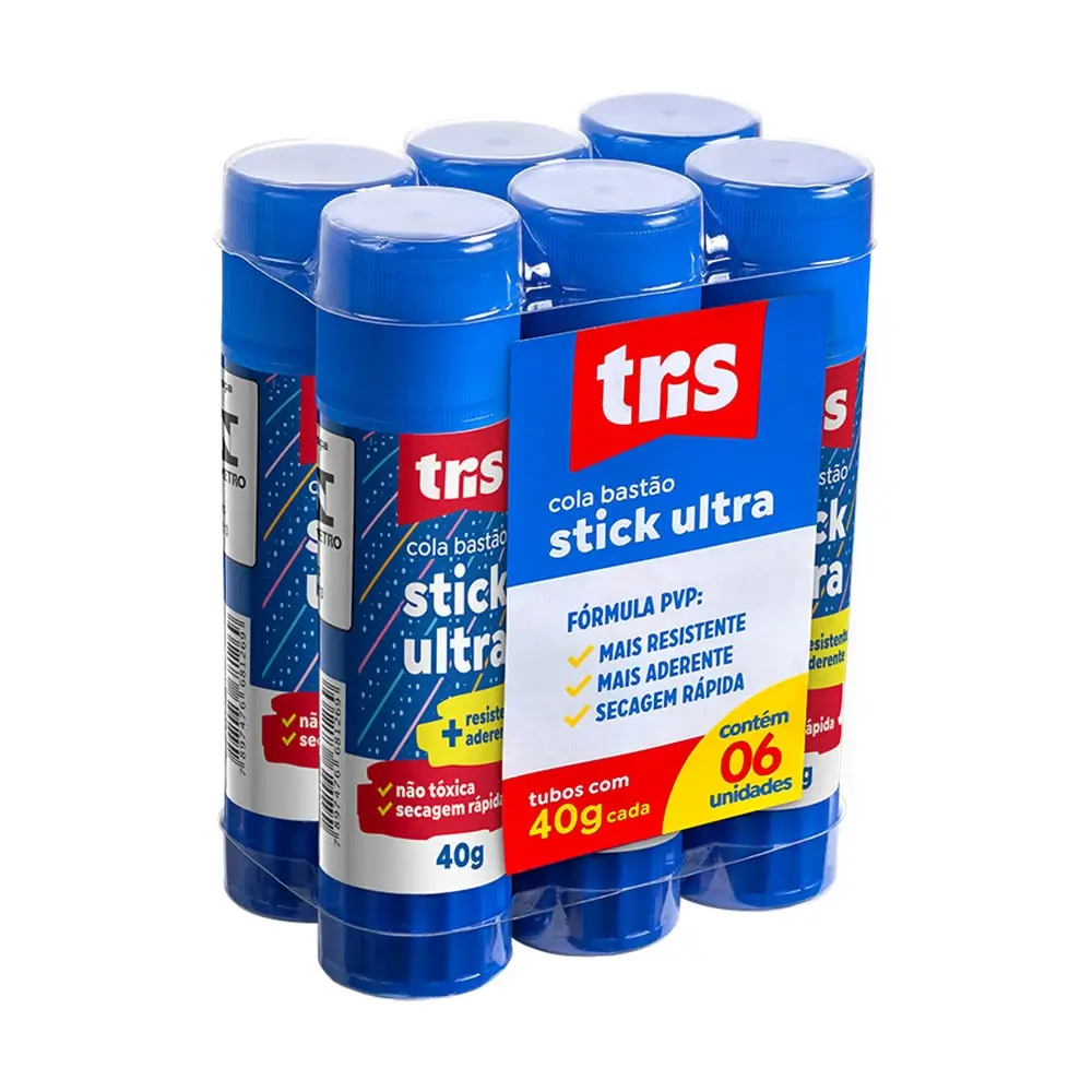 Cola Bastão Stick Ultra - 40g - Shrink C/6 un - Tris - Imagem 1