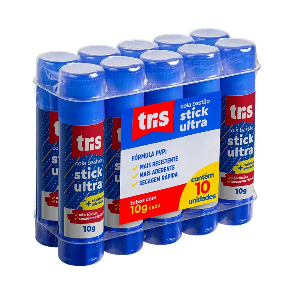 Cola Bastão Stick Ultra - 10g - Shrink C/10 un - Tris - Imagem 1