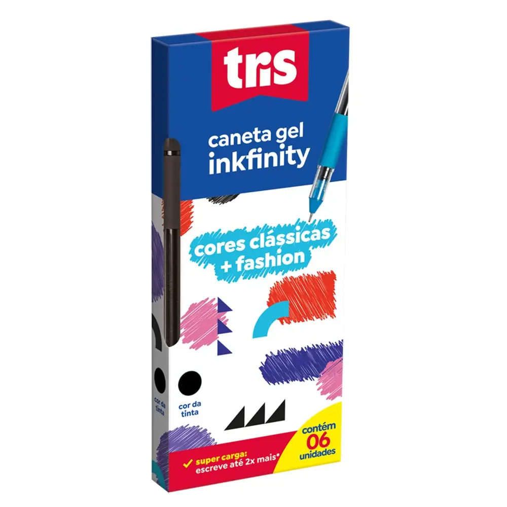 Caneta Gel Inkfinity Clássica - Preto - 0.6mm - Caixa C/6 un - Tris - Imagem 1