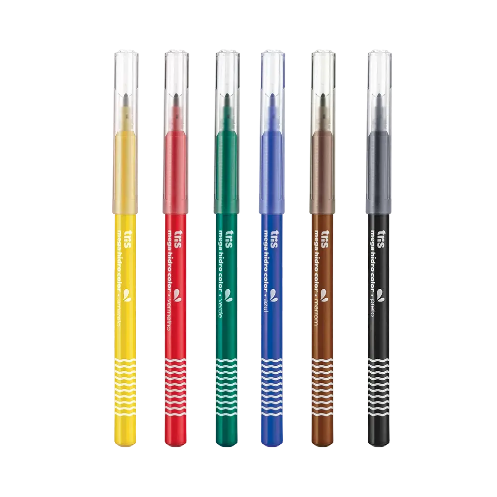 Hidrocor Ponta Fina Mega Hidro Color - 6 Cores - Tris - Imagem 2