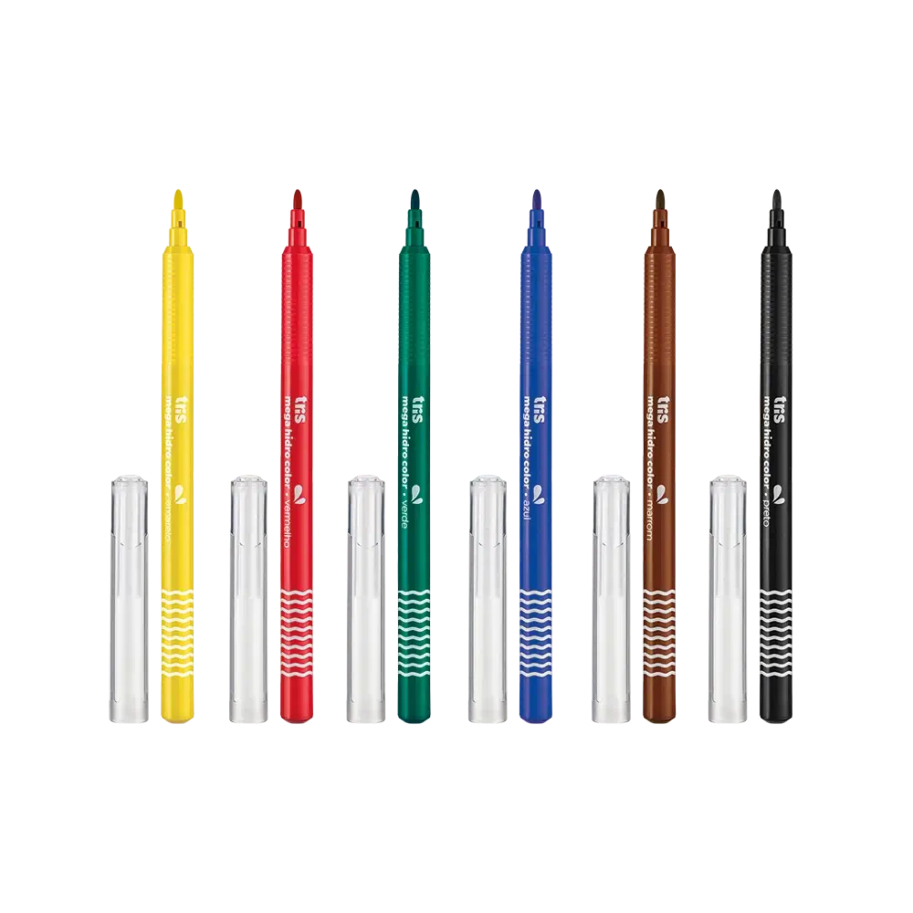 Hidrocor Ponta Fina Mega Hidro Color - 6 Cores - Tris - Imagem 3