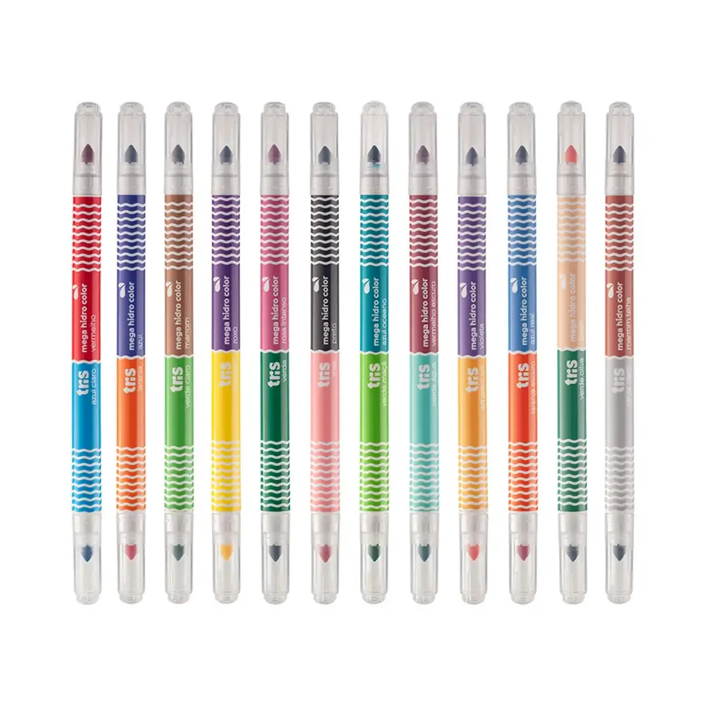 Hidrocor Ponta Dupla Mega Hidro Color - Bicolor - 24 Cores - Tris - Imagem 2