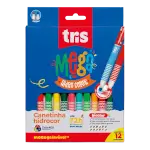 Hidrocor Ponta Dupla Mega Hidro Color - Bicolor - 24 Cores - Tris - Thumbnail 1