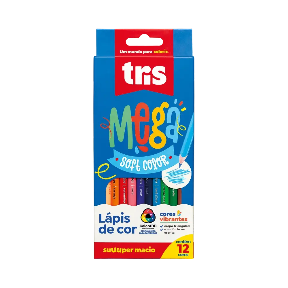 Lápis de Cor Mega Soft Color - 12 Cores - Tris - Imagem 1