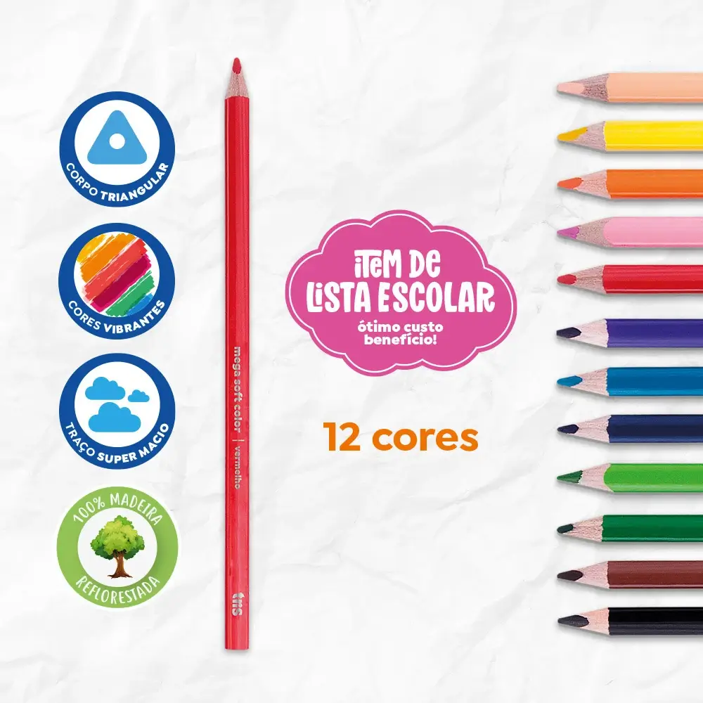 Lápis de Cor Mega Soft Color - 12 Cores - Tris - Imagem 3
