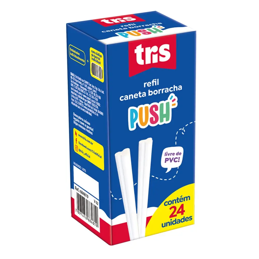 Refil Caneta Borracha Push - Caixa C/24 un - Tris - Imagem 1