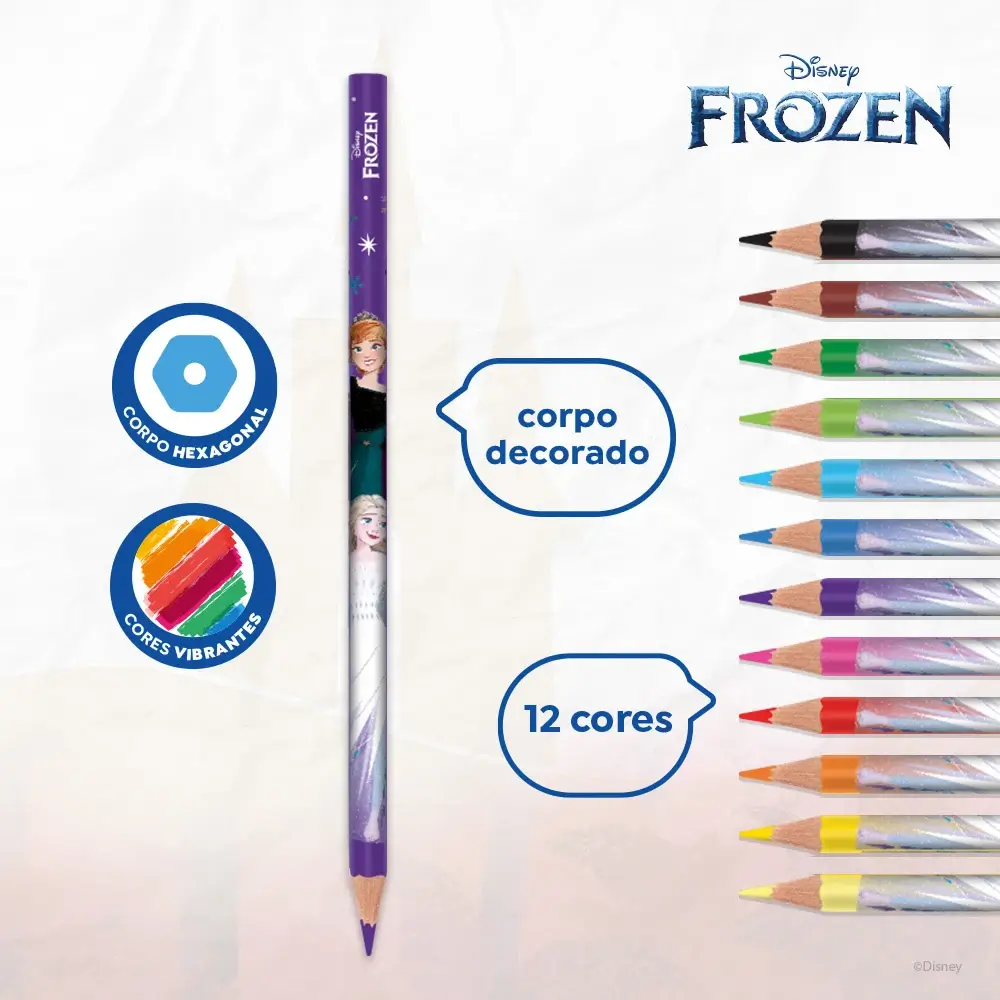 Lápis de Cor - 12 Cores - Frozen - Imagem 2