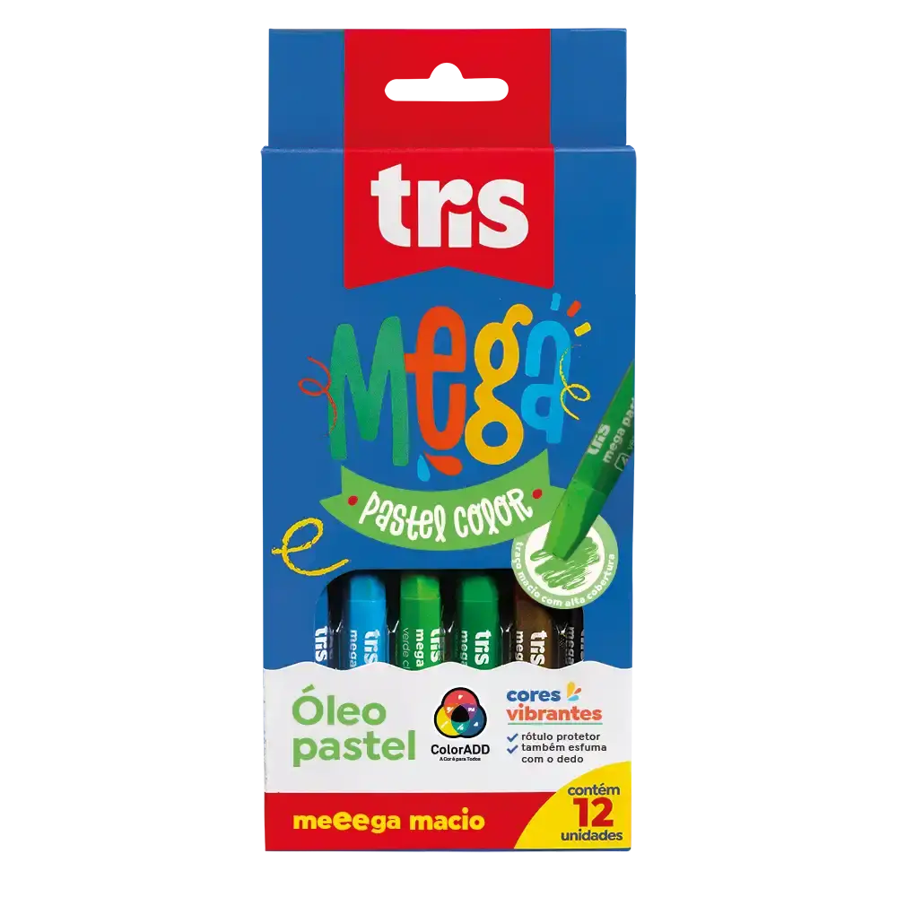 Óleo Pastel Mega Color - Conjunto C/12 Cores - Tris - Imagem 1