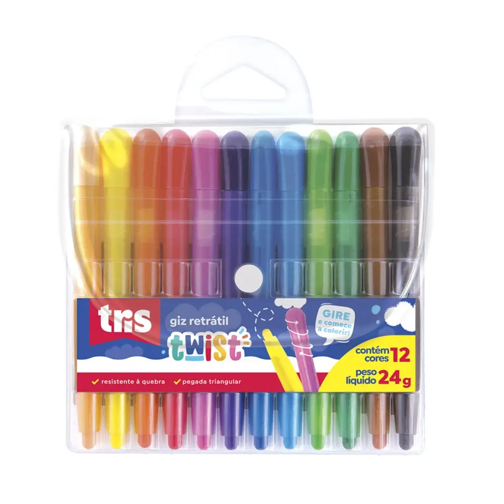 Giz Retrátil New Twist - 12 Cores - Tris - Imagem 1