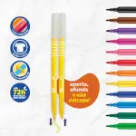 Hidrocor Ponta Fina Retrátil Mega Hidro Color - 12 Cores - Tris - Thumbnail 4