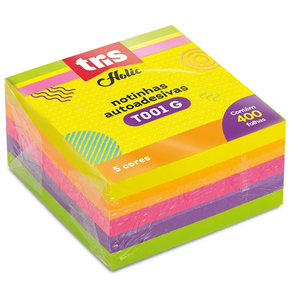 Notas Autoadesivas Colors Holic Pop T001G - Bloco C/400 Folhas - Tris - Imagem 1
