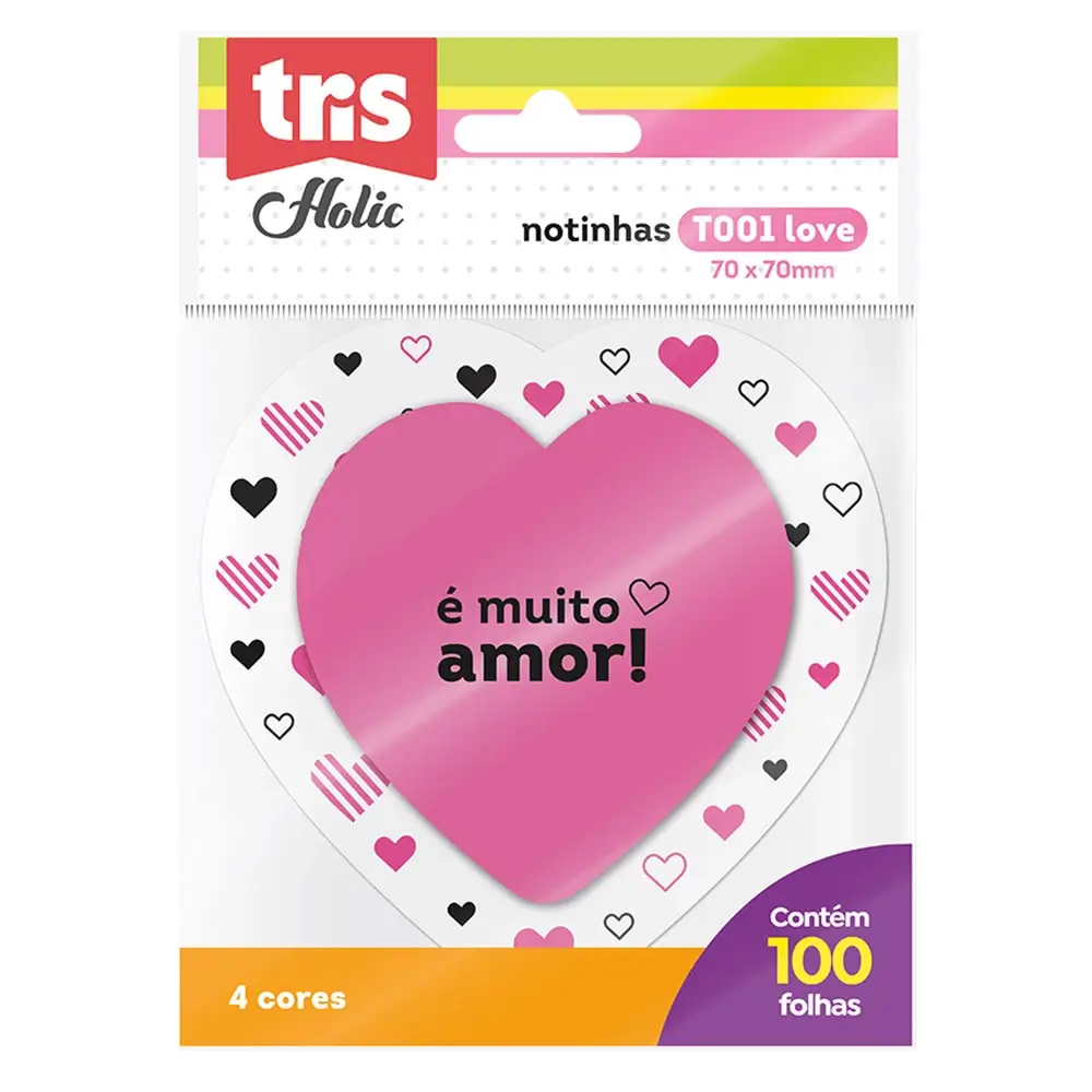 Notas Autoadesivas Holic Pop Love T001 - Polybag Bloco C/100 Folhas -Tris - Imagem 1
