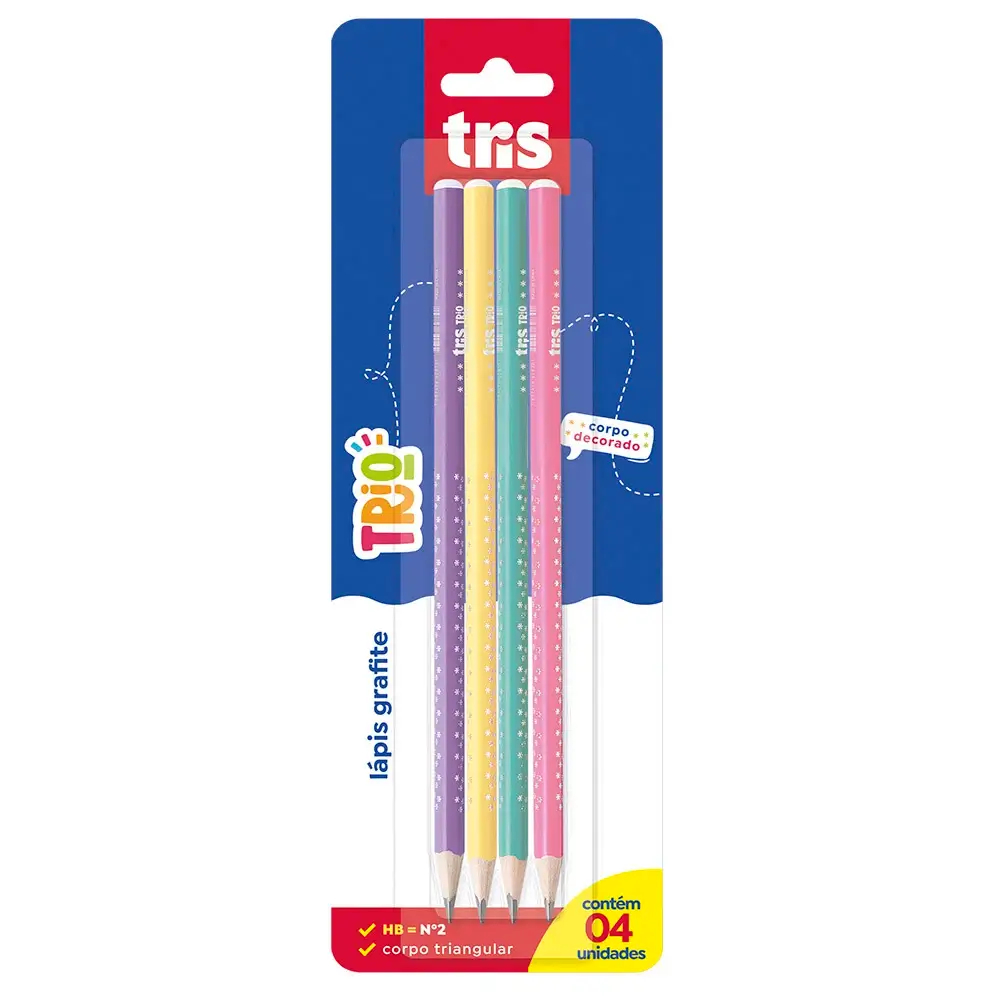 Lápis Preto - Trio Triangular - HB - Cartela C/4 un - Tris - Imagem 1