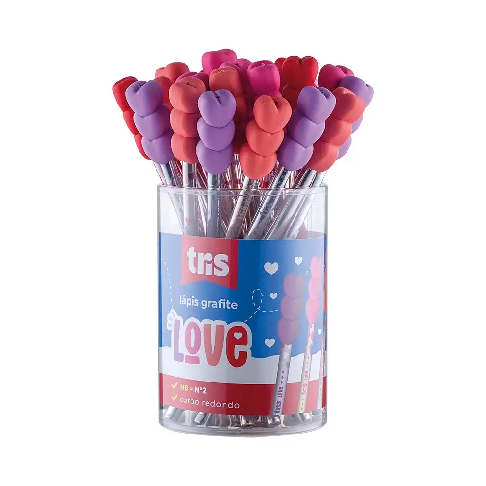 Lápis Lápis Preto com Topper Love - HB - Pote C/24 un - TrisCom TopperLove - HB - Pote C/24 UN - Tris - Imagem 1