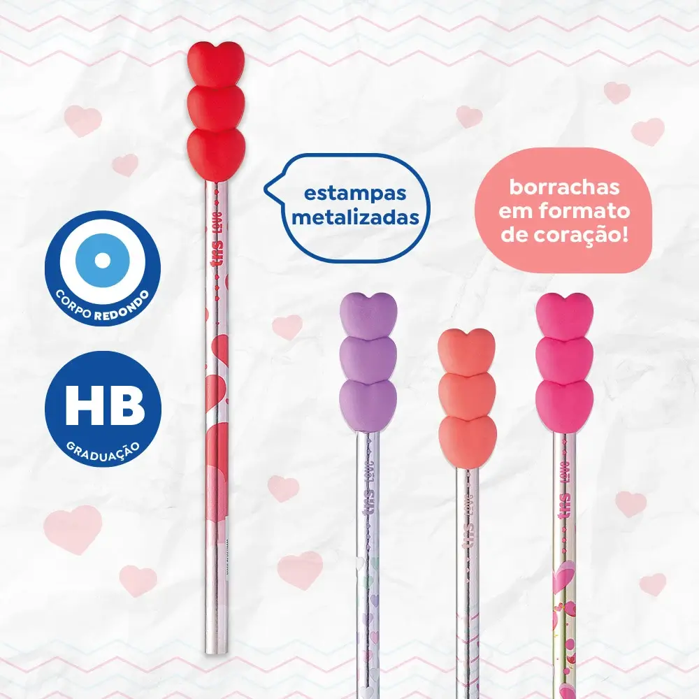 Lápis Lápis Preto com Topper Love - HB - Pote C/24 un - TrisCom TopperLove - HB - Pote C/24 UN - Tris - Imagem 3