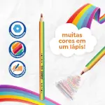 Lápis de Cor Rainbow Tamanho Jumbo - Mina Multicolorida - Pote C/24 un - Tris - Thumbnail 3