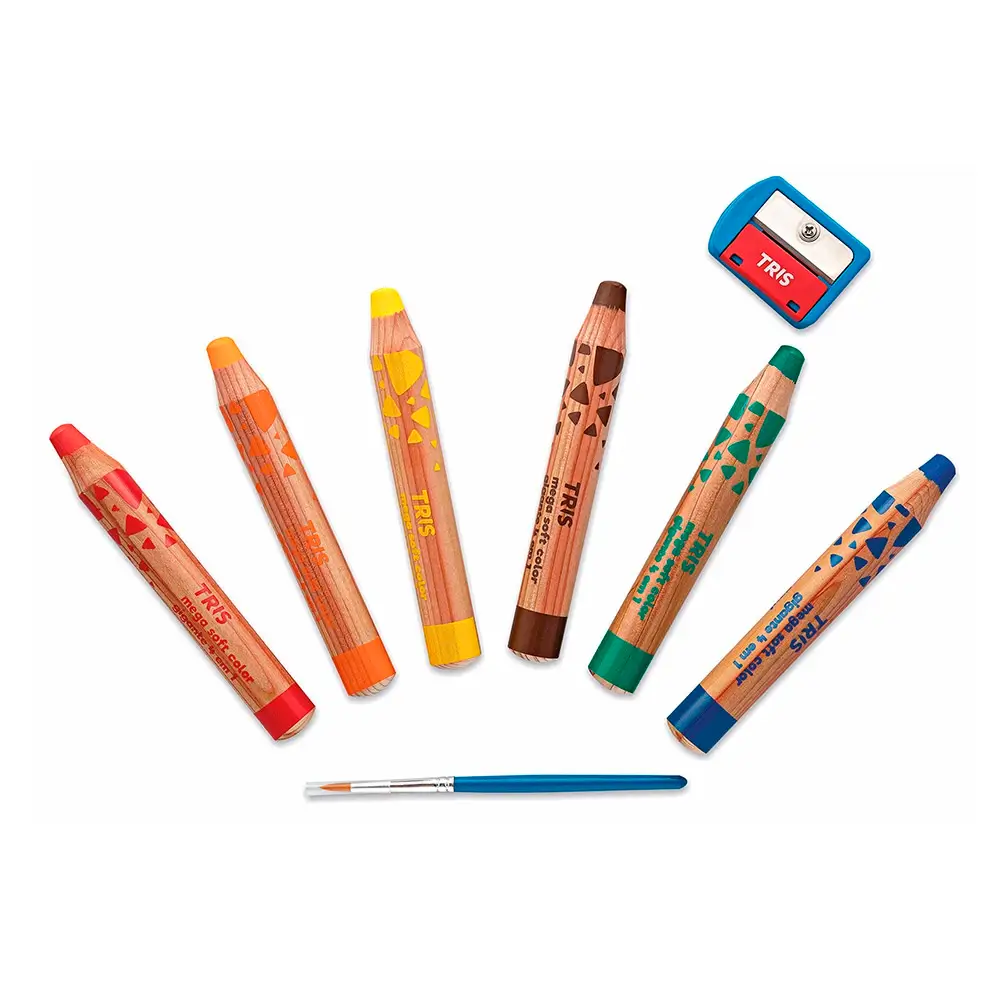 Lápis de Cor Mega Soft Color - 4 Em 1 - 6 Cores + Apontador + Pincel -Tris - Imagem 2