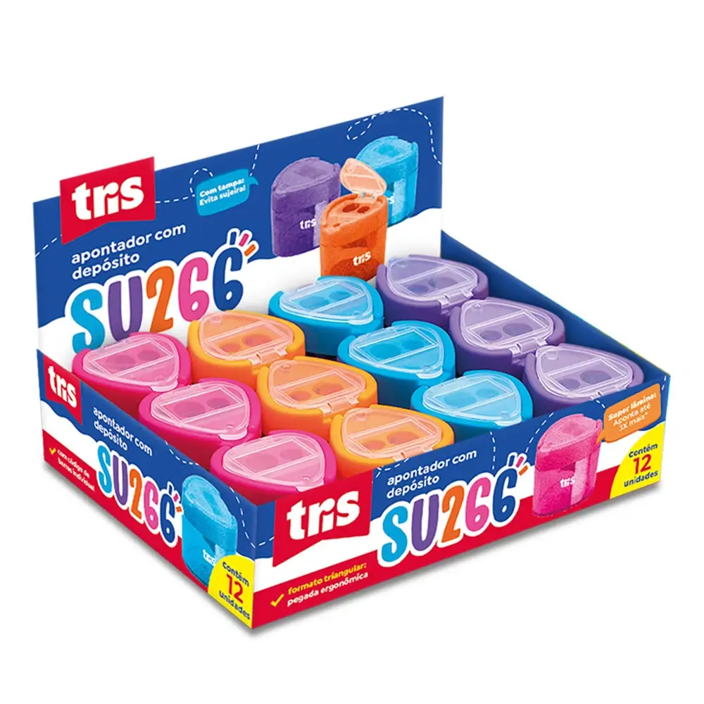 Apontador com Depósito Su266 - Cores Sortidas - Display C/12 un - Tris - Imagem 1