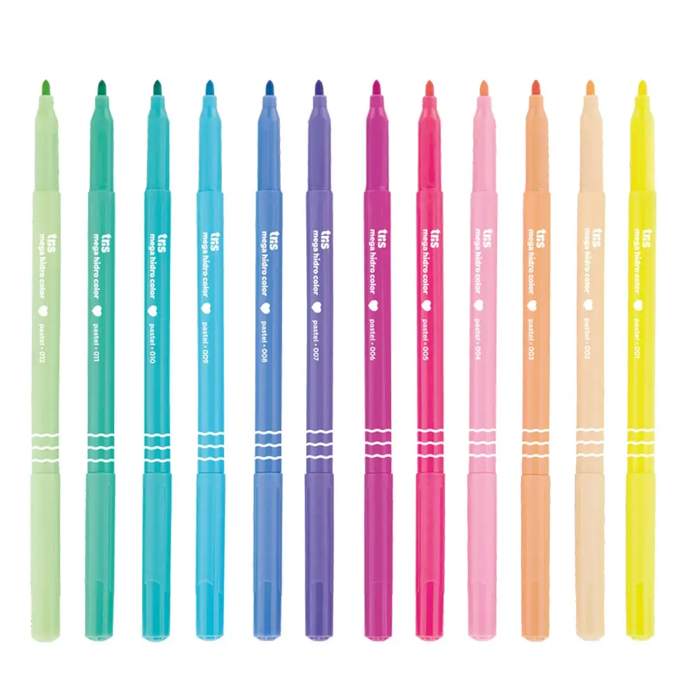 Hidrocor Ponta Fina Mega Hidro Color - Tons Pastel - 12 Cores - Tris - Imagem 2