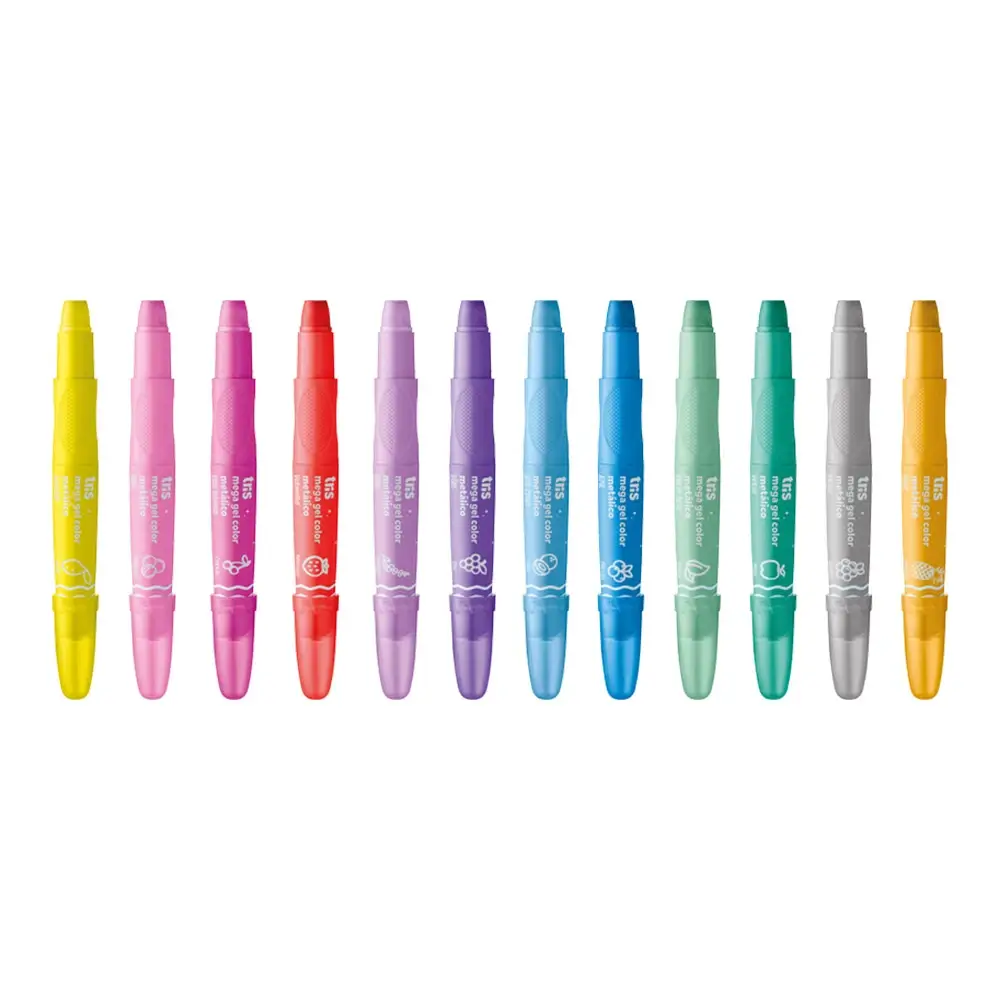 Giz Retrátil Mega Gel Color - Metálico - 12 Cores - Tris - Imagem 2