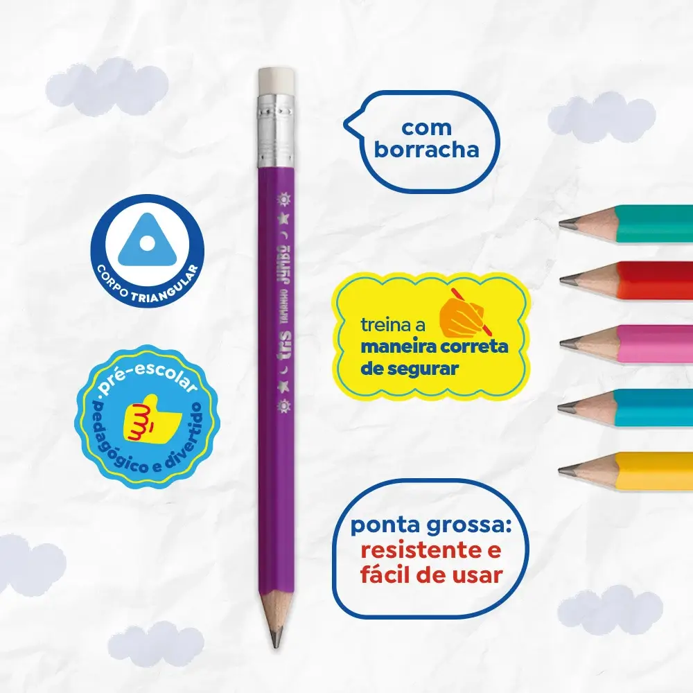 Lápis Preto Tamanho Jumbo com Borracha - HB - Display C/36 un - Tris - Imagem 3