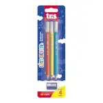 Lápis Preto Tamanho Jumbo com Borracha - HB - Cartela C/3 un + Apontador- Tris - Thumbnail 1