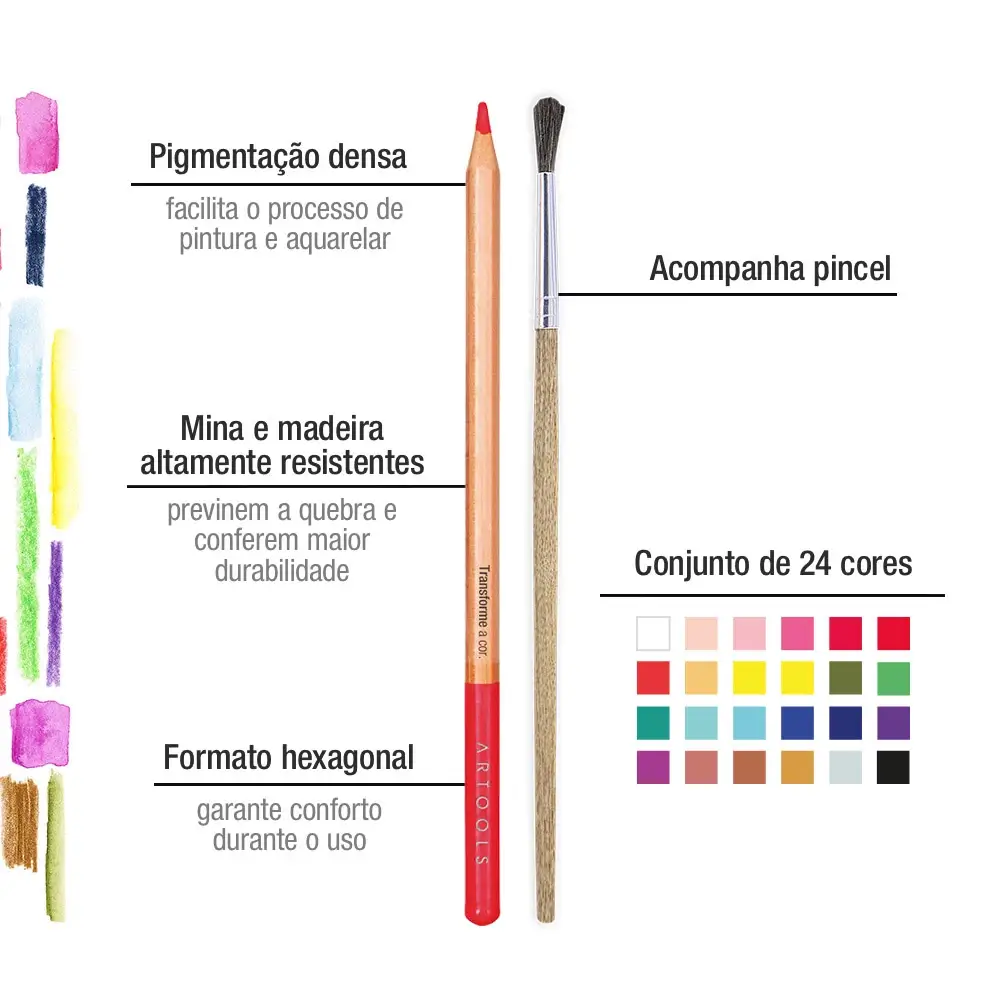 Lápis de Cor Aquarelável Aquarell - 24 Cores - Artools - Imagem 3