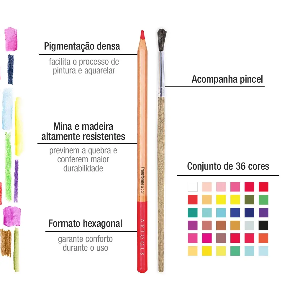 Lápis de Cor Aquarelável Aquarell - 36 Cores - Artools - Imagem 3