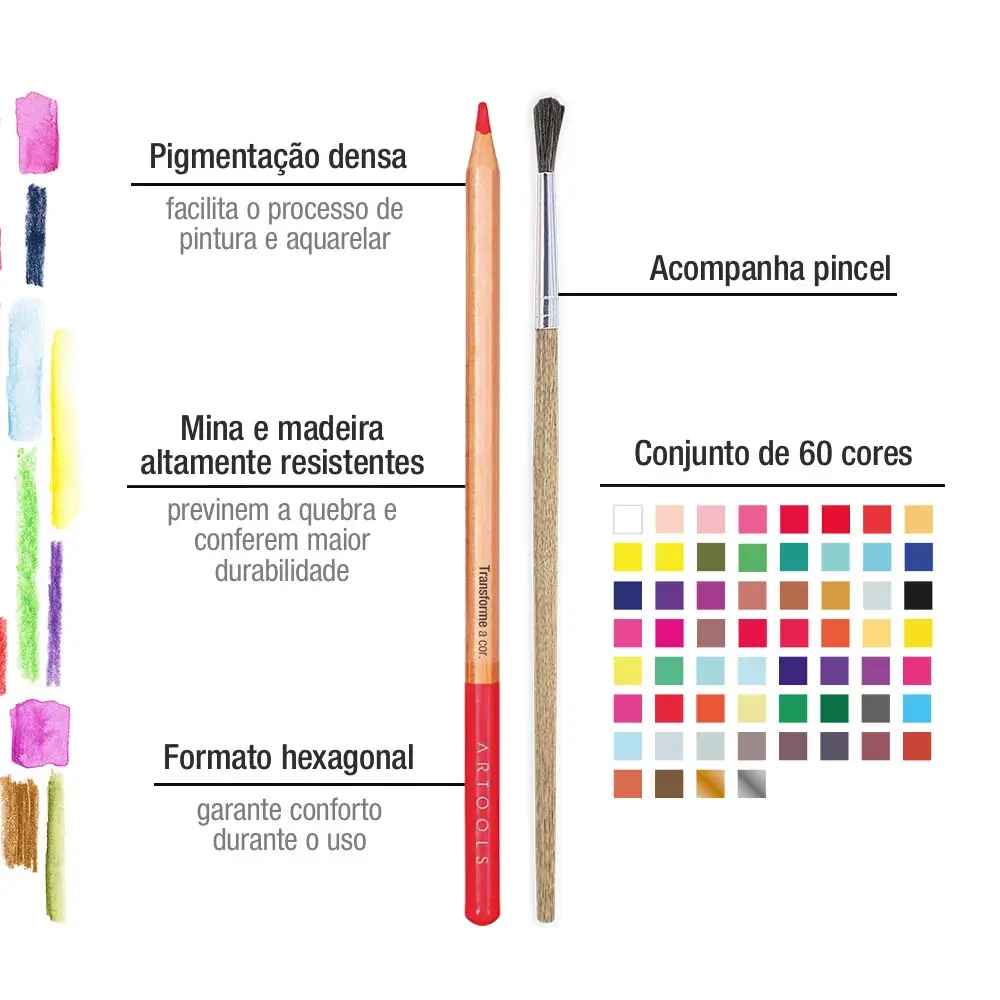 Lápis de Cor Aquarelável Aquarell - 60 Cores - Artools - Imagem 3