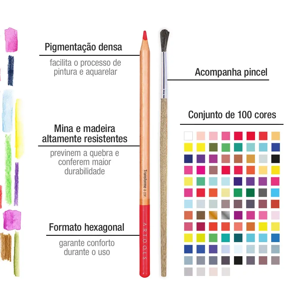 Lápis de Cor Aquarelável Aquarell - 100 Cores - Artools - Imagem 3