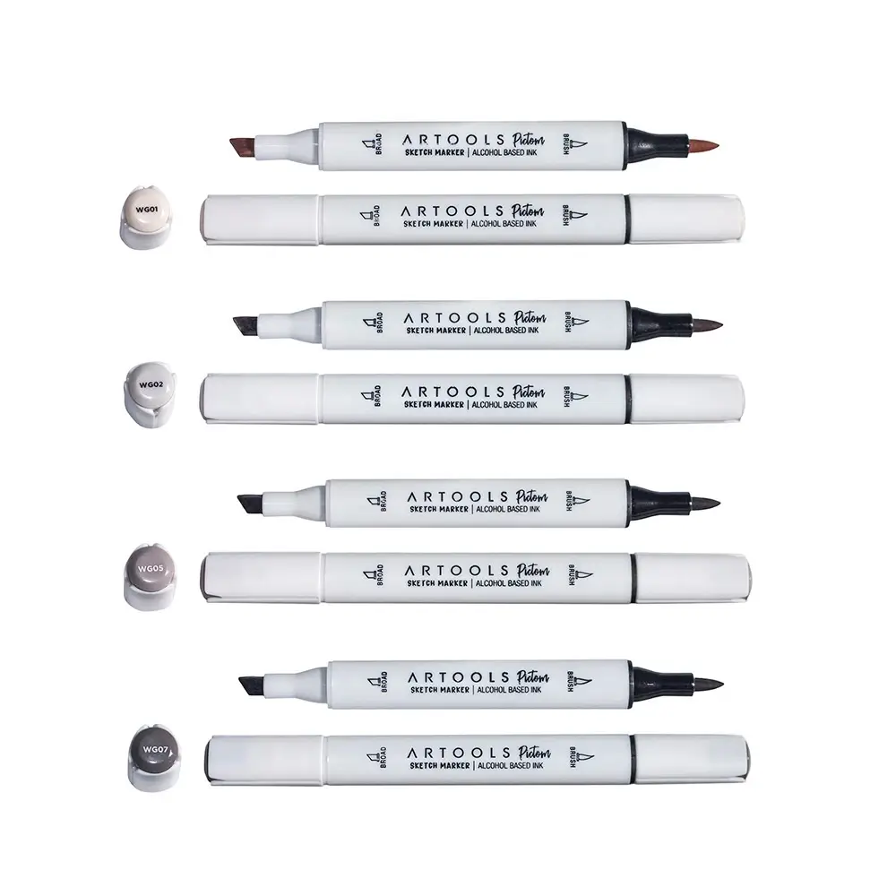 Marcador à Base de Álcool Pictom - 4 Tons de Cinza Quente - Artools - Imagem 2