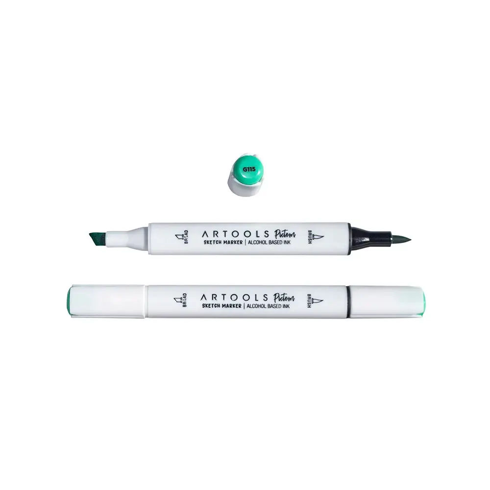 Marcador à Base de Álcool Pictom - Verde G115 - Caixa C/ 6 un - Artools - Imagem 2