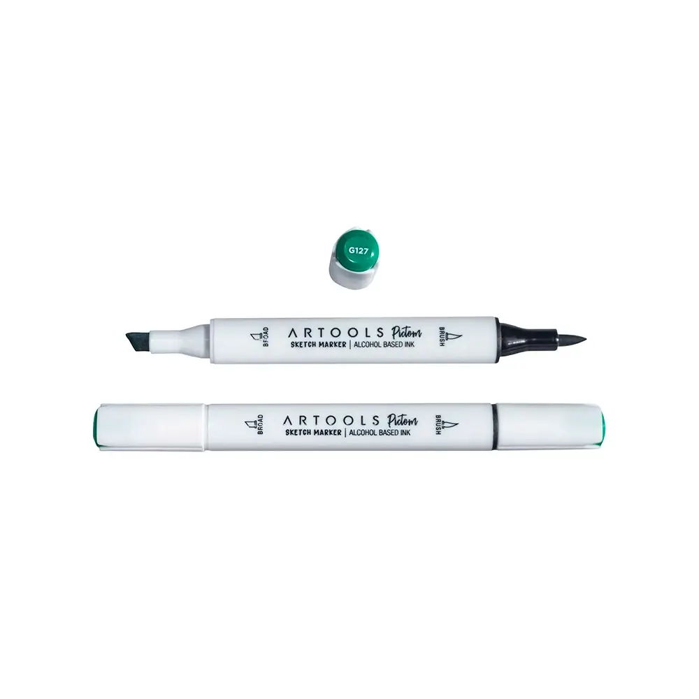 Marcador à Base de Álcool Pictom - Verde G127 - Caixa C/ 6 un - Artools - Imagem 2