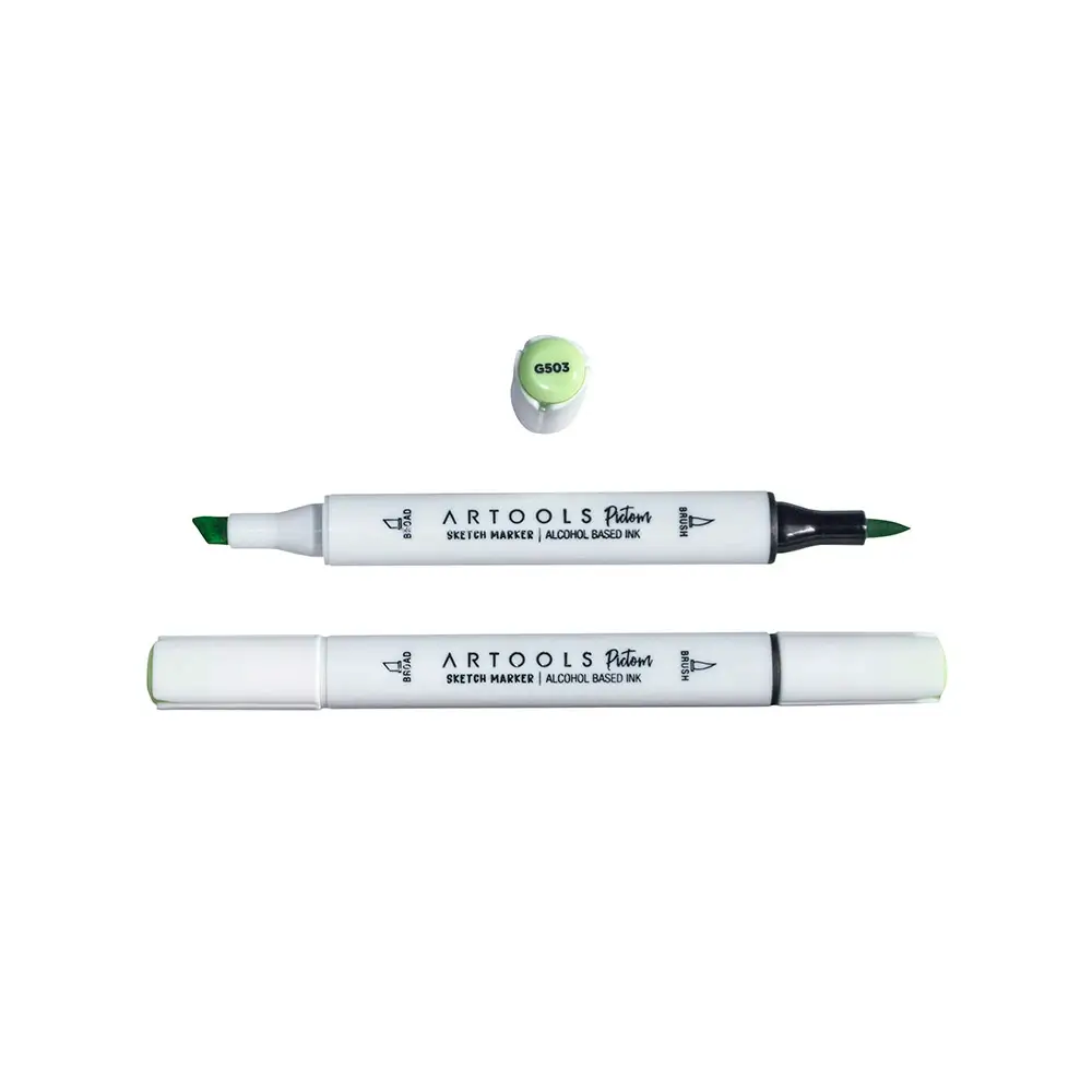 Marcador à Base de Álcool Pictom - Verde G503 - Caixa C/ 6 un - Artools - Imagem 2
