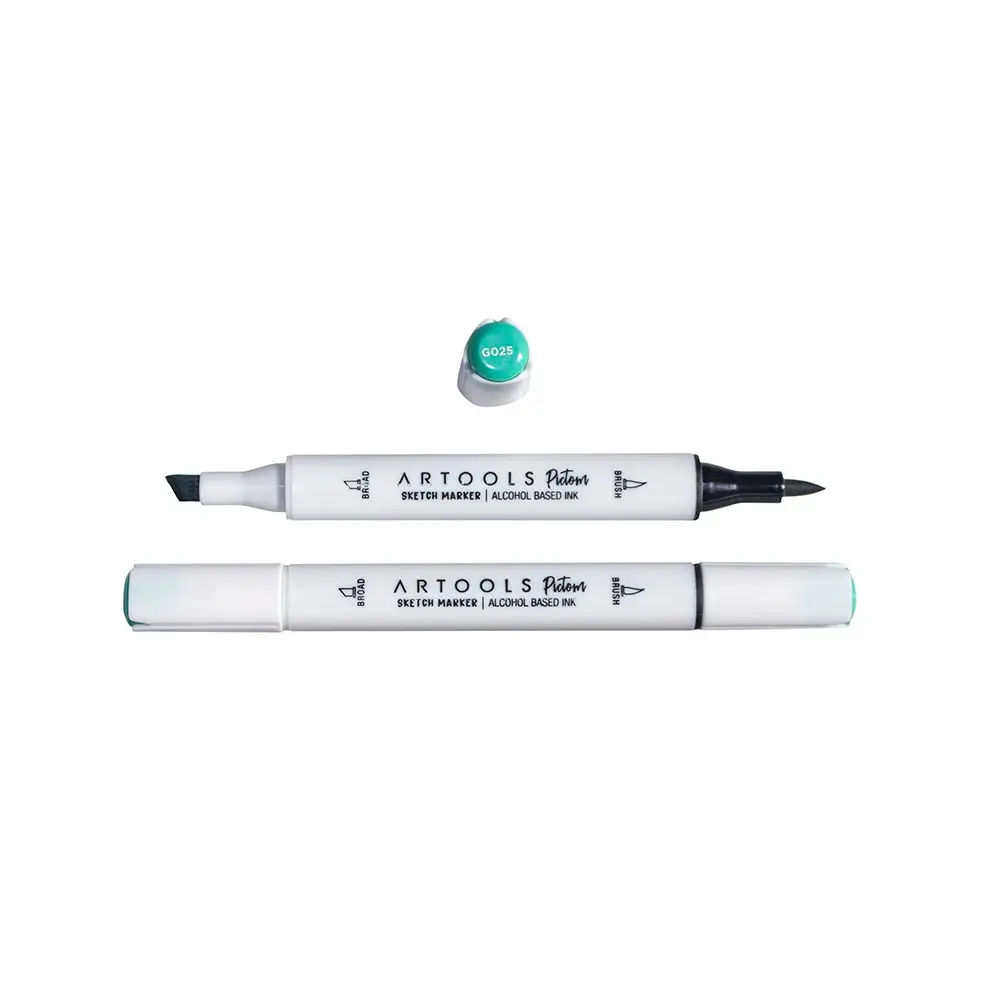 Marcador à Base de Álcool Pictom - Verde G025 - Caixa C/ 6 un - Artools - Imagem 2