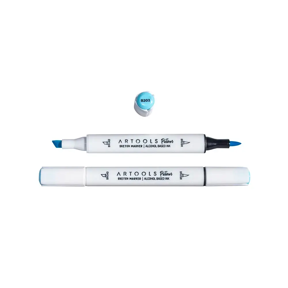 Marcador à Base de Álcool Pictom - Azul B203 - Caixa C/ 6 un - Artools - Imagem 2