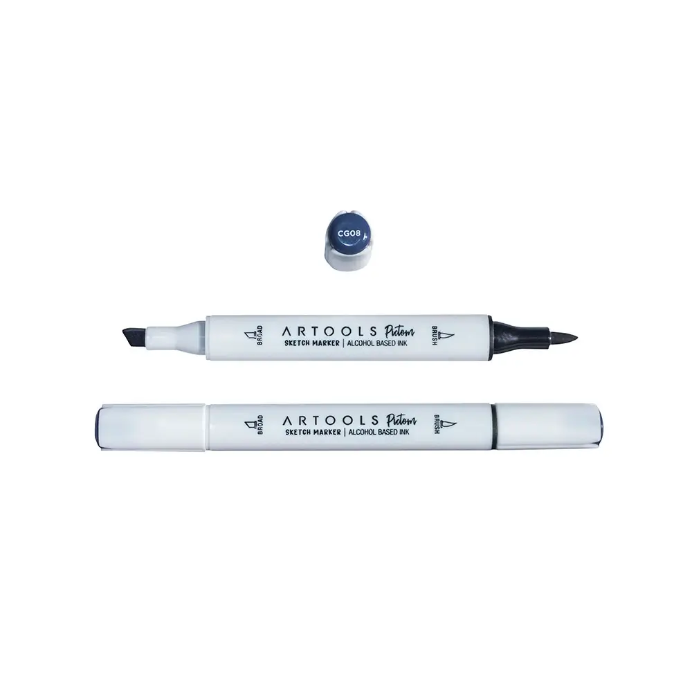 Marcador à Base de Álcool Pictom - Cinza CG08 - Caixa C/ 6 un - Artools - Imagem 2