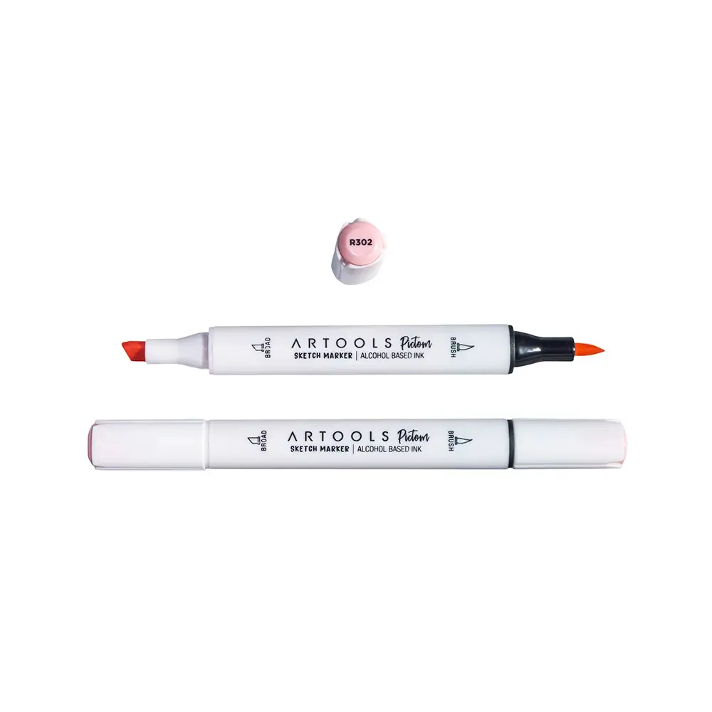 Marcador à Base de Álcool Pictom - Vermelho R302 - Caixa C/ 6 un - Artools - Imagem 2