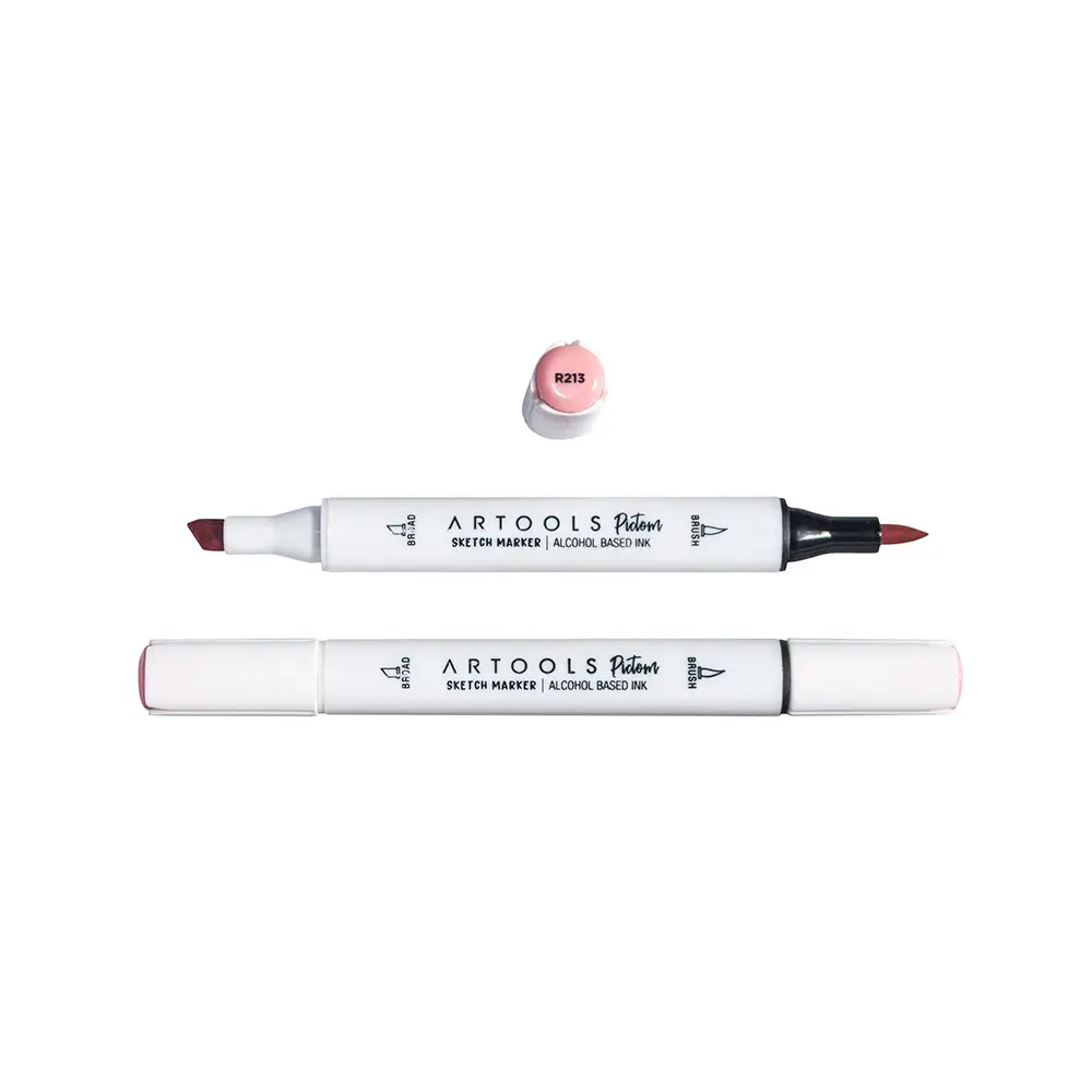 Marcador à Base de Álcool Pictom - Vermelho R213 - Caixa C/ 6 un - Artools - Imagem 2