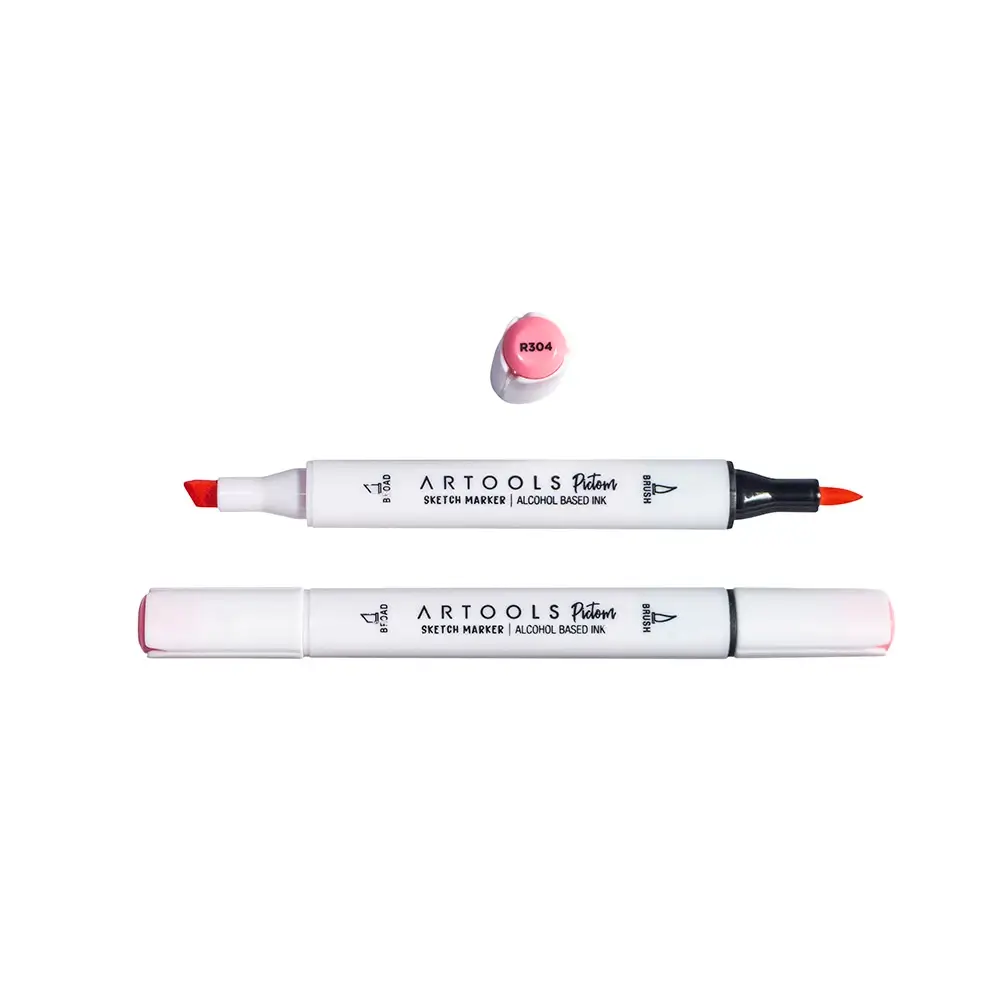 Marcador à Base de Álcool Pictom - Vermelho R304 - Caixa C/ 6 un - Artools - Imagem 2