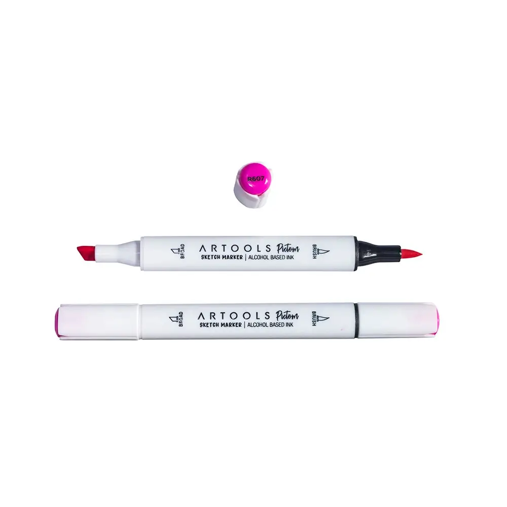 Marcador à Base de Álcool Pictom - Vermelho R607 - Caixa C/ 6 un - Artools - Imagem 2