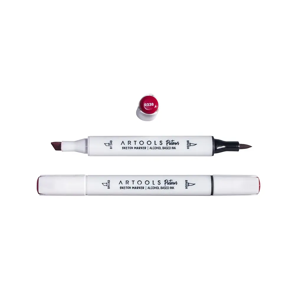 Marcador à Base de Álcool Pictom - Vermelho R338 - Caixa C/ 6 un - Artools - Imagem 2