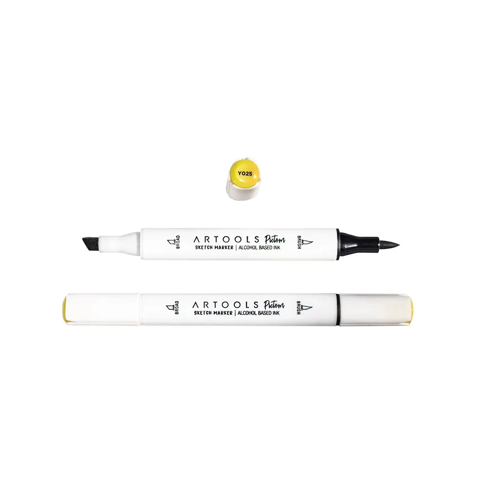 Marcador à Base de Álcool Pictom - Amarelo Y025 - Caixa C/ 6 un - Artools - Imagem 2