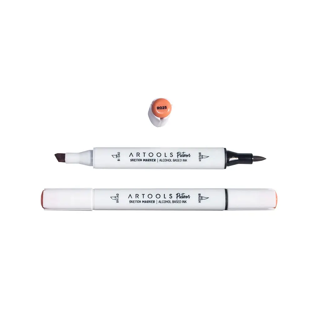 Marcador à Base de Álcool Pictom - Vermelho R025 - Caixa C/ 6 un - Artools - Imagem 2